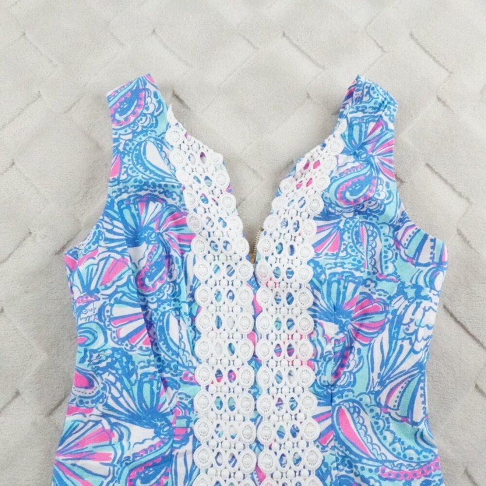 Lilly Pulitzer For Target My Fans Sleeveless Split Neck Shift Mini Dress Size 2 - Picture 4 of 13